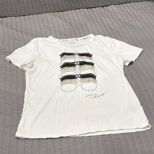 Karl Lagerfeld White T-Shirt with Logo Print